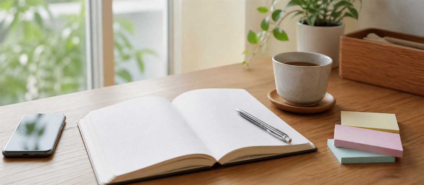 ノートに気持ちを書き出して不安を整理する様子