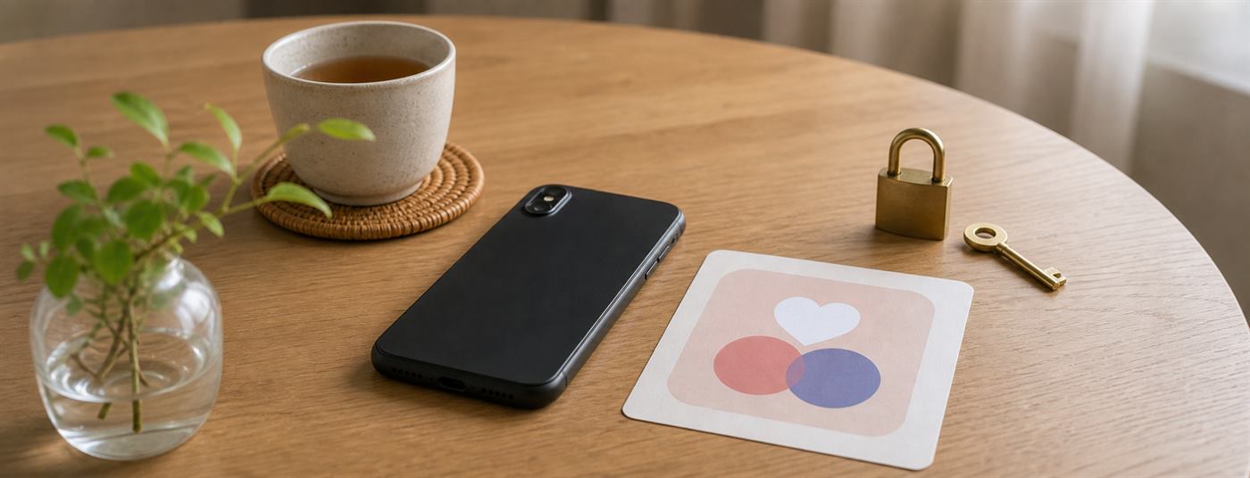 マッチングアプリ経由の交際で注意したいスマホとプライバシーのイメージ
